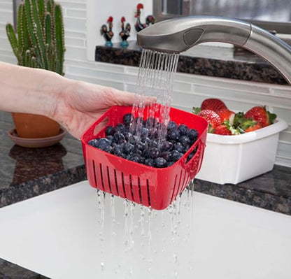Hutzler 3-in-1 Berry Keeper Colander and Container, Keeps Berries Fresh Longer, 2 Pints, Turquoise