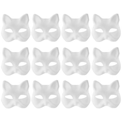 Yookat 12 Pieces Paper Art Masks White Craft Masks Paintable Paper Mask Mardi Gras Masquerade Mask