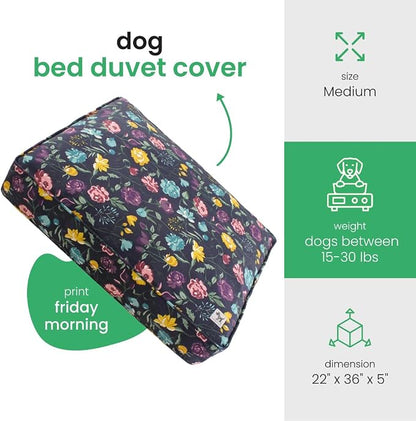 Molly Mutt Friday Morning Dog Bed Duvet Cover, GOTS-Certified 100% Organic Cotton Canvas Cover for Dog, Puppy, or Cat Bed, Durable, Washable, and Free of Harmful Chemicals, Medium/Large, 27"x36"x5"