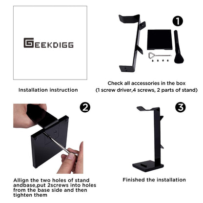 GeekDigg Headphone Stand Gaming Headset Holder For Desk Cable Organizer & Cellphone Stand for All Headphones Size headphone Holder Set Gaming PC Accessories Gaming Station – Black
