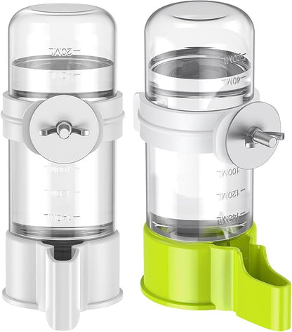 Pawfly 2 Pcs Bird Water Dispenser, Automatic Bird Water Feeder, Plastic Bird Cage Water Dispenser, White&Green Parrot Waterer for Parakeet Cockatiel Budgie Lovebirds (Not Fit for Food Feeding)