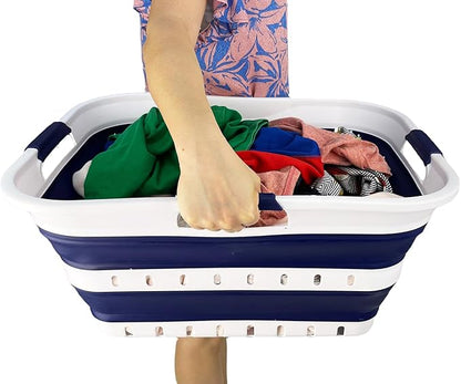 SAMMART 42L Collapsible Plastic Laundry Basket