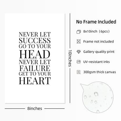 Office Inspirational Wall Art Decor Motivational Quotes Canvas Wall Art Positive Classroom Posters Pictures Office Inspirational Work Artwork for Women Home Bedroom 8x10 Inch Unframed Set of 6