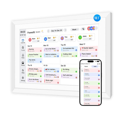 Fotocube 10.1" Digital Calendar Wall Planner Chore Charts and To Do List HD Smart Touch Screen Interactive display Desk Calender for Family Schedules Built-in Digital Photo Frame Function (White, 10.1 inch)