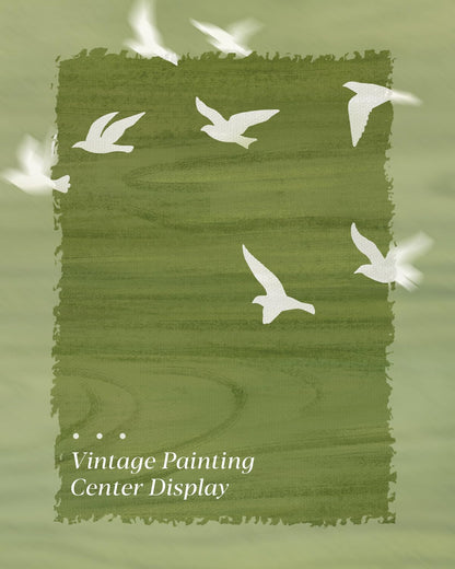 Peaceful Landscape 12x16 Zen Framed Canvas Wall Art, Abstract Minimalist Green Nature Print with Flying White Birds Painting, Modern Bedroom Office Home Farmhouse Calming Spaces Decor