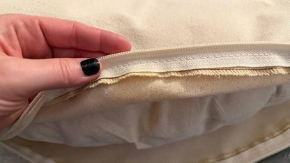 Natural 100% Cotton Canvas Round Dog Bed Cover Eco Friendly Durable Pet Bedding Dog Cushion Covers with Zippers Machine Washable Covers (Beige, XX Large 50 Inches)