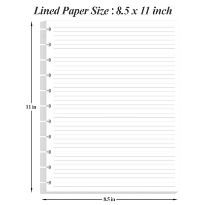 Letter Size Discbound Refill Paper, 11 Disc Paper Refill for Note-Taking System Discbound Planner, 100Sheets / 200Pages Discbound Paper, 100gsm, White, 8.5'' x 11''