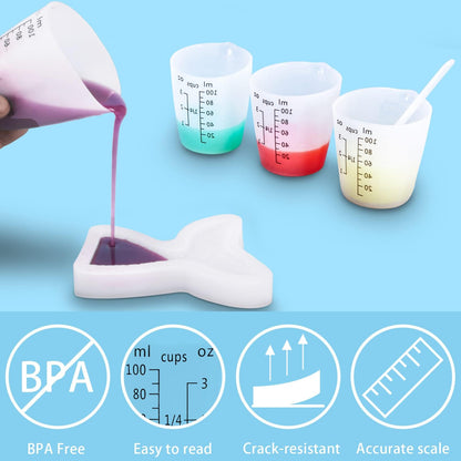 Creahaus 12pcs Silicone Measuring Cups for Resin, 100ml Non-Stick Black Measurements Epoxy Silicone Mixing Cups, Reusable Resin Supplies for Resin, Molds, Jewelry Making, Easy to Clean