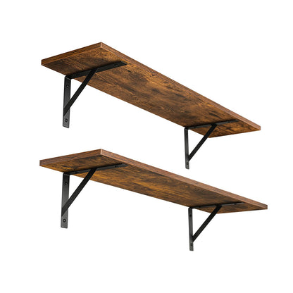 DINZI LVJ Wall Shelves, 23.6 x 7.9 x 6.1 Inch Floating Shelves for Wall, Easy-to-Install Wall Storage Ledges with Sturdy Metal Brackets for Living Room, Bathroom, Kitchen, Rustic Brown