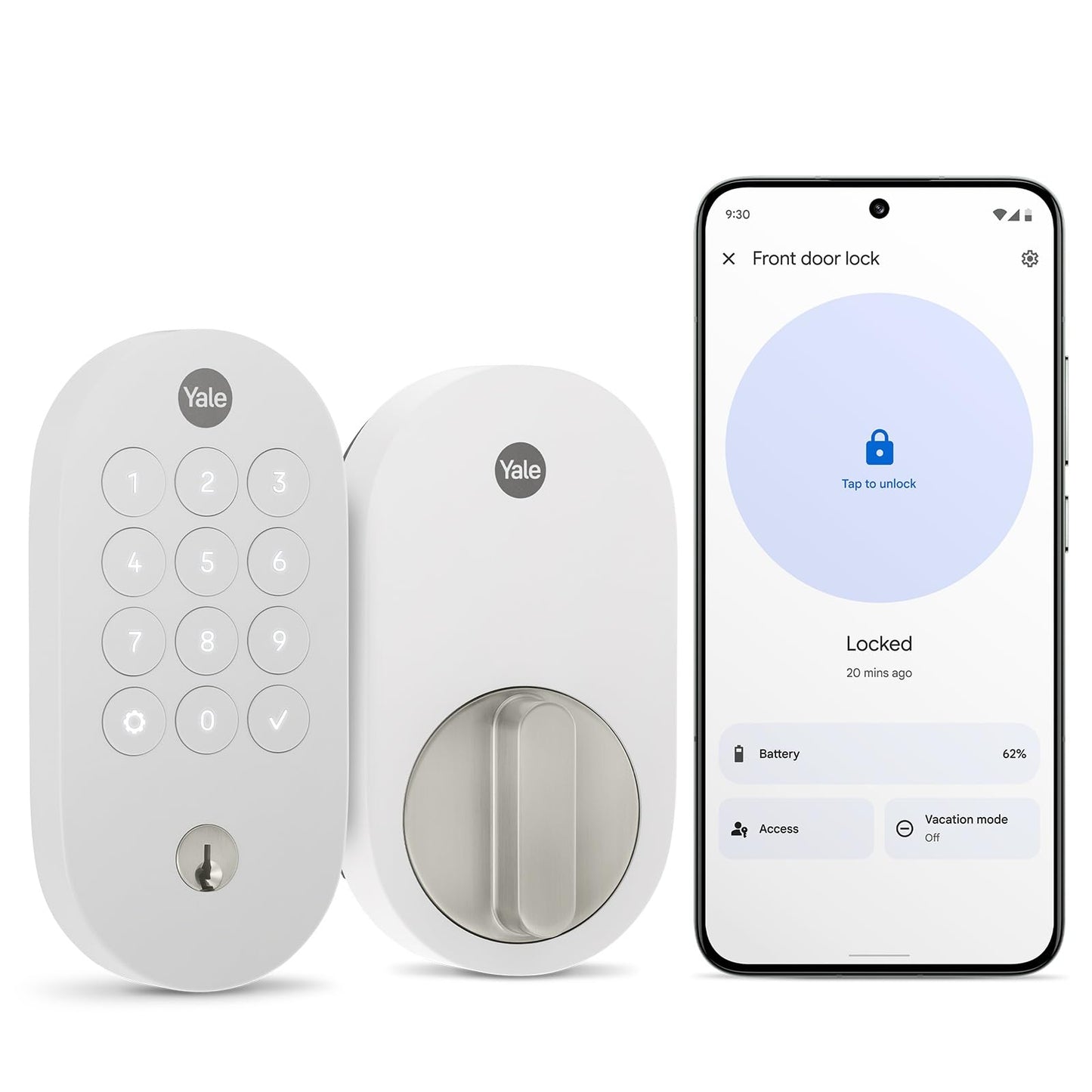 Yale Matte Black Keyed Deadbolt Smart Lock with Google Matter, YRD510-MT1-BLK