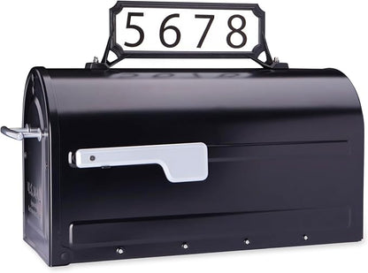 Architectural Mailboxes 3460B Manhattan Address Plaque, Small, Black | High-visibility, 2-sided in rust-proof plastic with UV-resistant finish. Vertical or horizontal mounting, hardware included.
