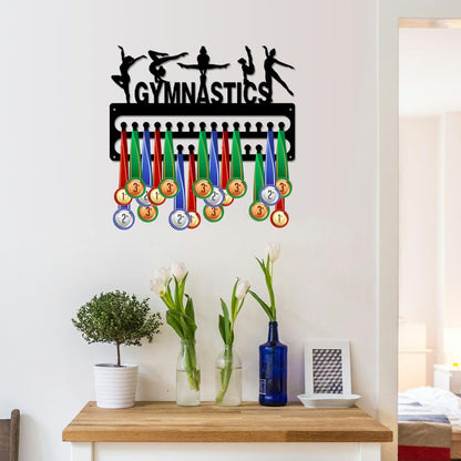 SUPERDANT Gymnastics Medal Hanger Display Sports Medal Holder Women's Gymnastics Iron Hanging 30 Hooks Metal Display Rack Organizer Race Ribbon Award Wall Hanger Gifts for Kids Athletes