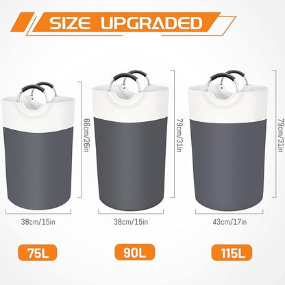 BlissTotes 115L Laundry Basket, Freestanding Laundry Hamper, Collapsible Dirty
