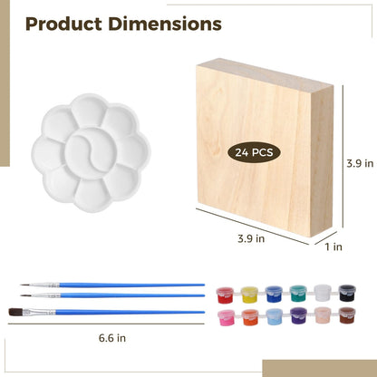 24 PCS Unfinished Wood Block, 4 x 4 x 1 in Square Wood Blocks for DIY Craft, Wood Painting Kit Wooden Block for Carving, Painting (24, 4 x 4 x 1 in)