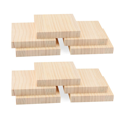 LEXININ 10 PCS 6 x 6 x 1 Inch Wood Carving Blocks, Wooden Blocks, Unfinished Whittling Blocks for Crafts, DIY Projects, Carving