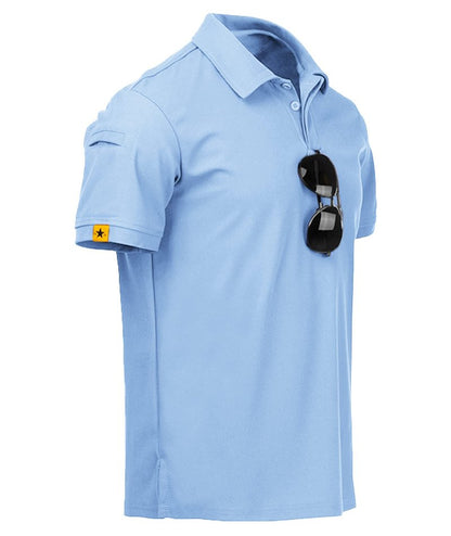 ZITY Mens Polo Shirt Short Sleeve Sports Tactical T-Shirt Athletic Golf Polos Daily Casual Stylish Collared Shirts for Men Moonblue 3X-Large