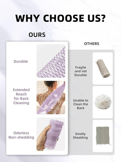 Cleangor 2Pcs African Net Sponge Authentic with Knots - Exfoliating Body | Scrubber for All Skin Types, African Bath Sponge, Wash Cloth, Gentle Exfoliation Shower Rag for Women Daily Use