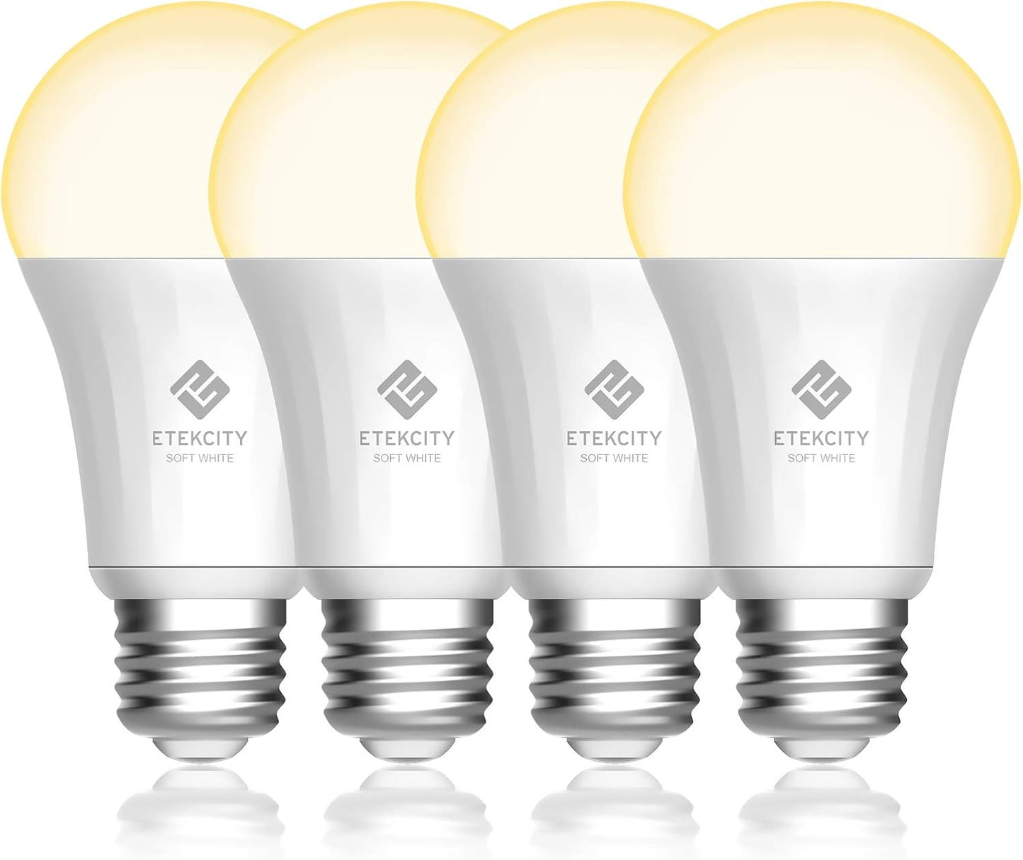 Etekcity ESL100 Smart Light Bulb Compatible with Alexa, Google Home and IFTTT, 4 Count (Pack of 1), 9W (60W Equivalent), 806LM, 2700K, No Hub Required, 4 Pack
