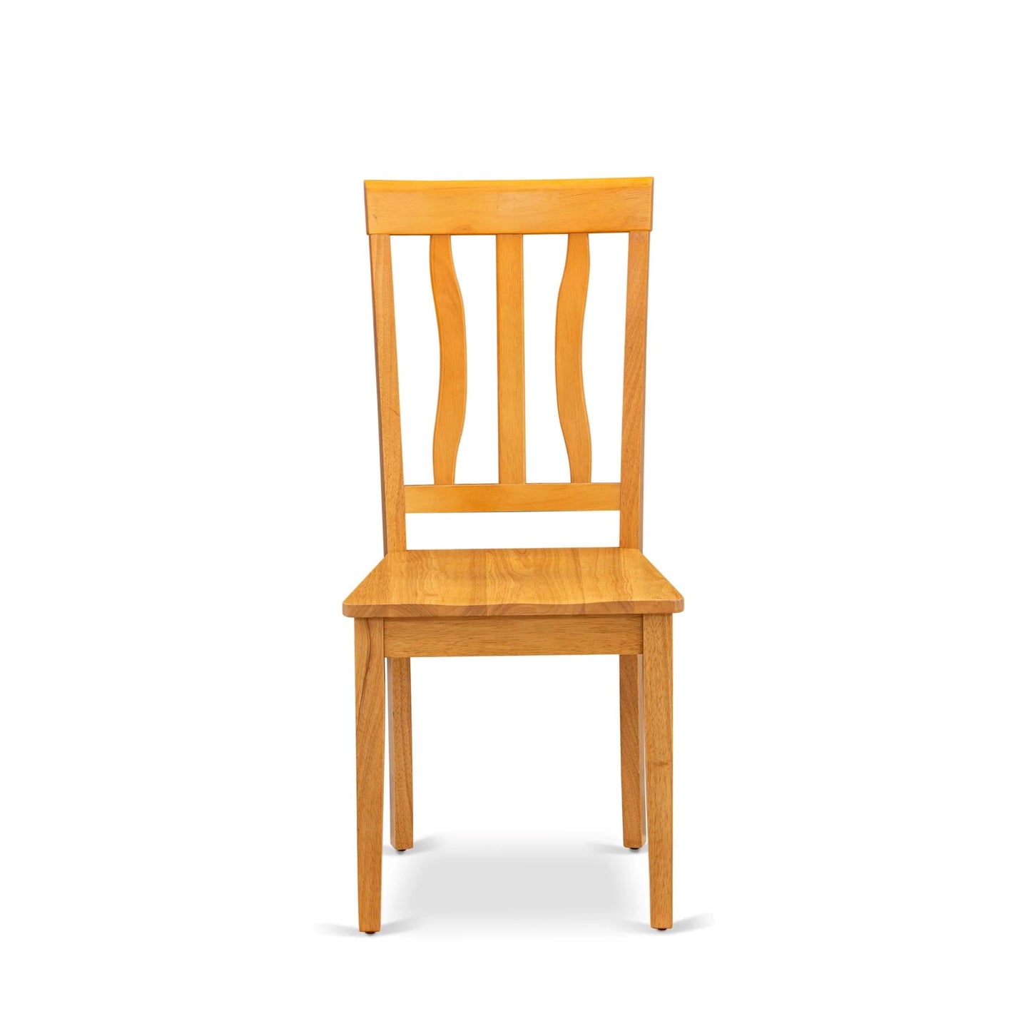 East West Furniture ANC-OAK-W Antique Dining Room Chairs - Slat Back Wooden Seat Chairs, Set of 2, Oak