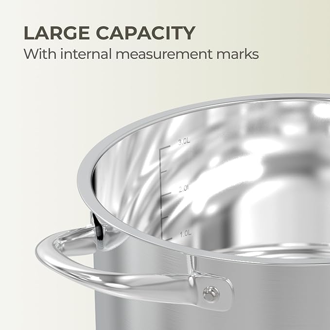 Sunhouse Stock Pot with Lid - 16 QT Large Pot for Cooking Pasta, Soup, Spaghetti - Impact Bonding Base Big Stainless Steel Pots for Canning, Boiling - Oven Safe & Induction Compatible Cookware