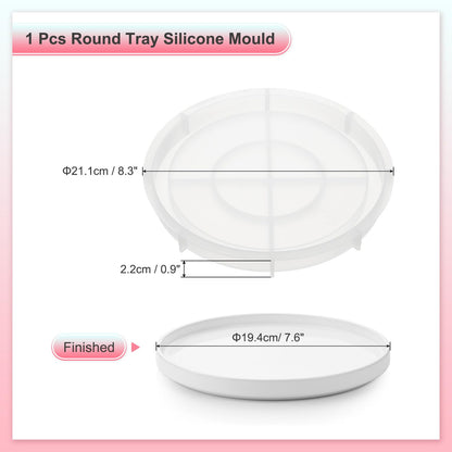 PATIKIL 8.3" Round Tray Resin Mould with Edge, Plate Silicone Moulds for Epoxy Resin Jewelry Storage Containers Blank Casting Mould for DIY Craft Home Decorations Making Tool, White