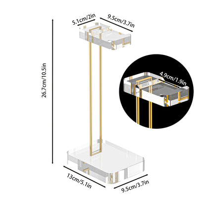 Headphone Stand Headset Holder for Desk, Solid Christal-Clear Acrylic with Gold Hardware Earphone Hanger for Gaming Room Office Accessories