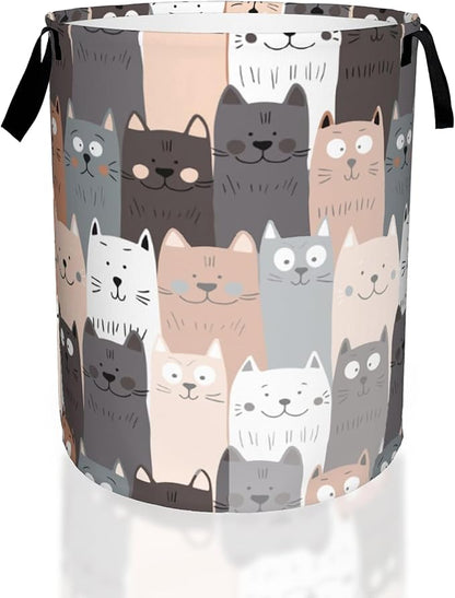 Cute Cat Laundry Basket, Waterproof Cats Laundry Hamper, Collapsible Organizer