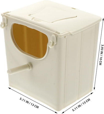 Mikikit Bird Breeding Box Plastic Nest with Hinged Lid for Cockatiels Parakeets and Lovebirds Cage Mounted Breeding Resting Box 5.11X5.11X3.93 Inches