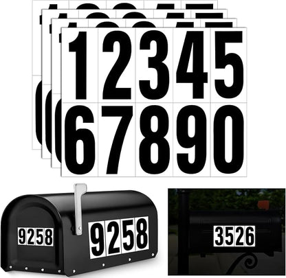 Reflective Number Stickers, 4 Sets 2 Inch Vinyl Waterproof Black Mailbox Numbers for Outside, Strong Self-Adhesive House Numbers Decals for Mailbox Door Signs Trucks
