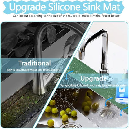 Kitchen Faucet Splash Mat, 24 inch Silicone Sink Splash Guard Drying Mat