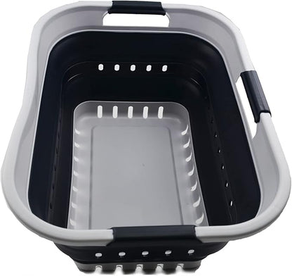 SAMMART 30L Collapsible 3 Handled Plastic Laundry Basket