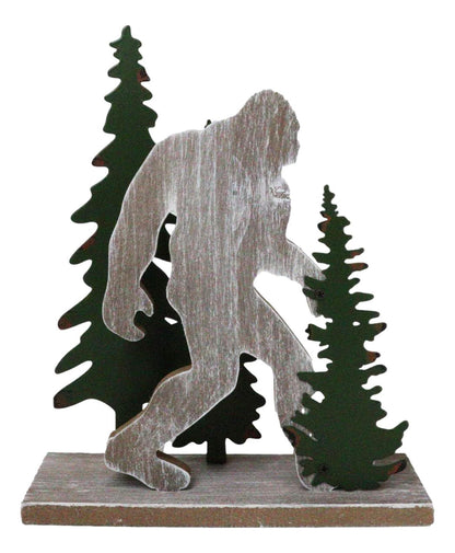 Ebros Gift Rustic Western Forest Wildlife Myth Legend Bigfoot Sasquatch Big Foot by Pine Trees Wooden Silhouette Cutout Desktop Sculpture Accent