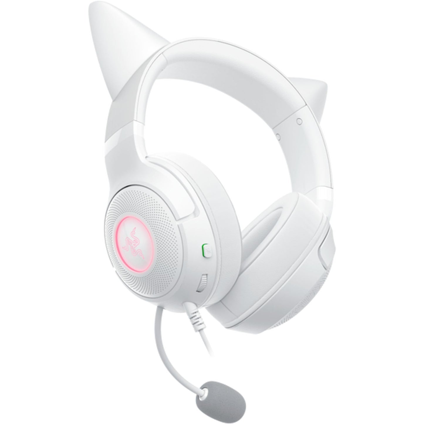 Razer Kraken Kitty V2 USB Wired Headset: Chroma RGB Kitty Ears - Stream Reactive Lighting - HyperClear Cardioid Mic - 40 mm Drivers - 7.1 Surround Sound - Comfortable Ear Cushions - White