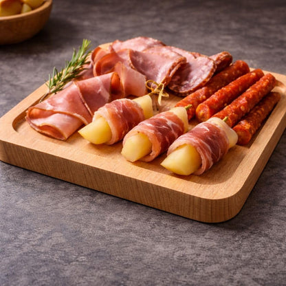 JO! Small Glass Bowls Set with Wooden Serving Tray - Set of 9 Mini Glass Dipping Bowls (1 oz) with Charcuterie Board - Ideal for Party, Snacks and Condiment - Dishwasher & Microwave Safe