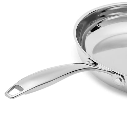 Amazon Basics 2-Piece Oven Safe, Riveted Handle Stainless Steel Induction Frying Pan Set - Silver, 8-inch & 10-inch