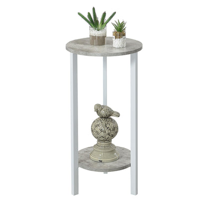 Convenience Concepts Graystone 2 Tier Tall Plant Stand 31" - Industrial Stand for Plants, Vases, and Antiques, Urban Modern Design for the Living Room, Hallway, Entryway, Faux Birch/White