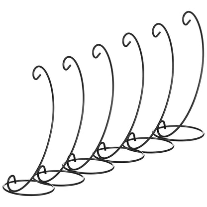 mekueeex 13in Black Ornaments Display Stands for Large Art Craft, Heavy Glass Crystal Witch Ball Holder, 6 Pack Christmas Decoration Halloween Decor Hanging Hook, Patio Planter Terrariums Iron Hanger
