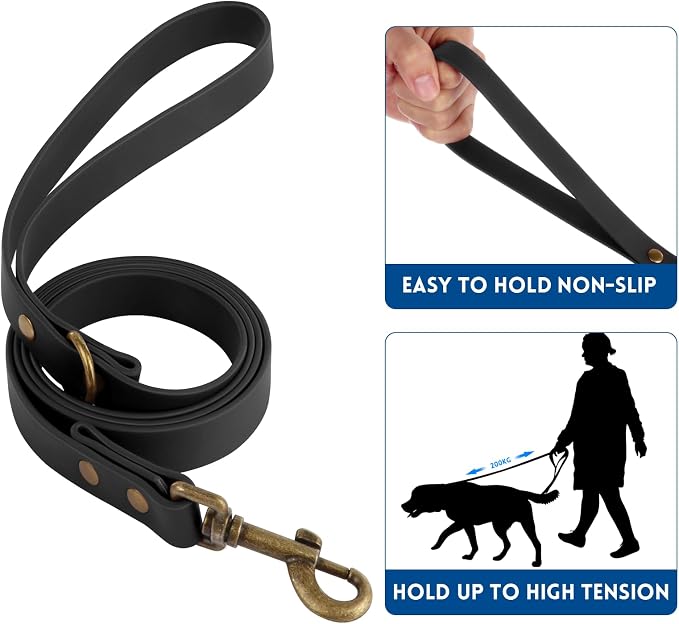 Wisedog Waterproof Dog Collar and Leash Set, XS, Black | Adjustable Puppy Collar, Cute Tag, 4FT Dog Leash, Poop Bag Included, Small Medium Large Dogs