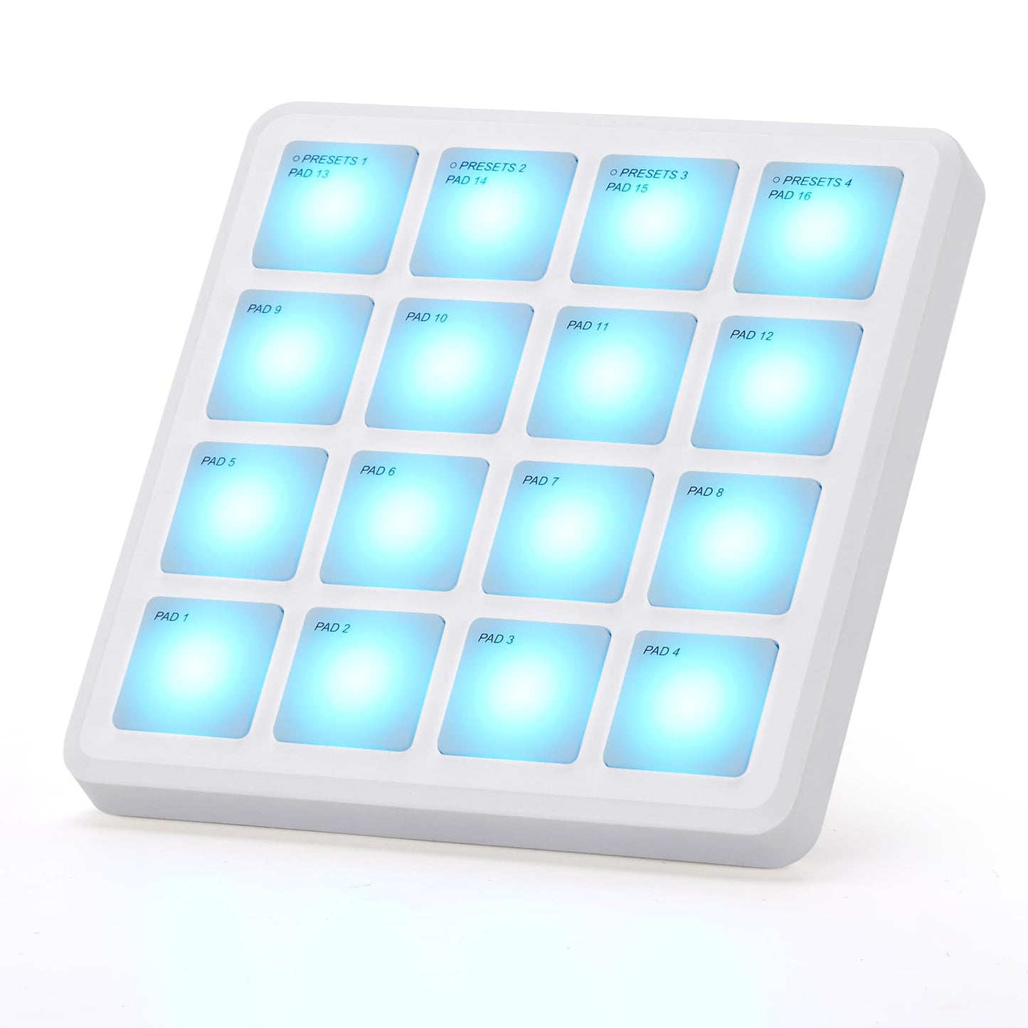 M-VAVE Wireless MIDI Controller Pads, 4.1 * 4.1 Inch, 0.28 LBS, Bluetooth Portable USB with 16 Drum, Note Repeat, Full Level Buttons, Rechargeable battery (White Pocket)