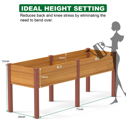 RAOKUKH Raised Garden Bed with Legs, 24x31x71 inch Elevated Wood Planter Box with Liner for Growing Vegetables, Flowers