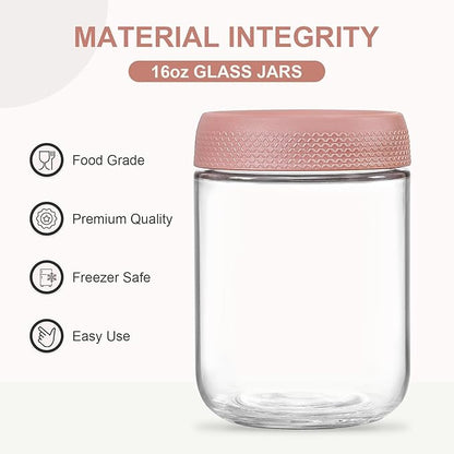 NETANY 6-pack 16oz Glass jars