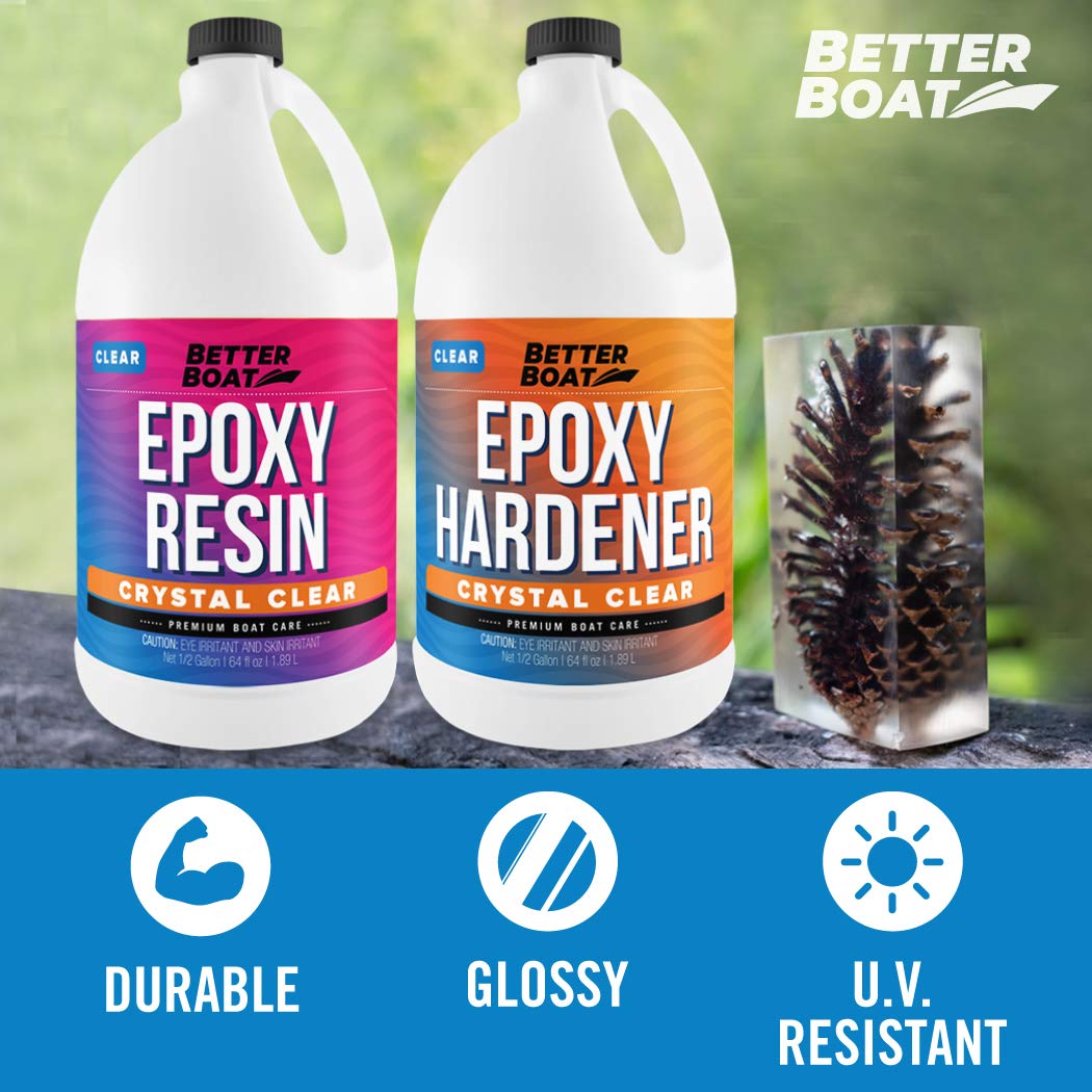 Craft Resin Epoxy Kit, 1 Gallon Total, 2-Part Crystal Clear Supplies for Beginners, Includes Molds for Tabletop Art, Jewelry Casting, DIY Tumblers, Wood, and Boat Projects