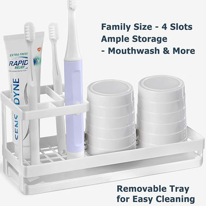 MYITYARD Toothbrush Holders for Bathrooms, 4 Slots Rustproof Metal Tooth