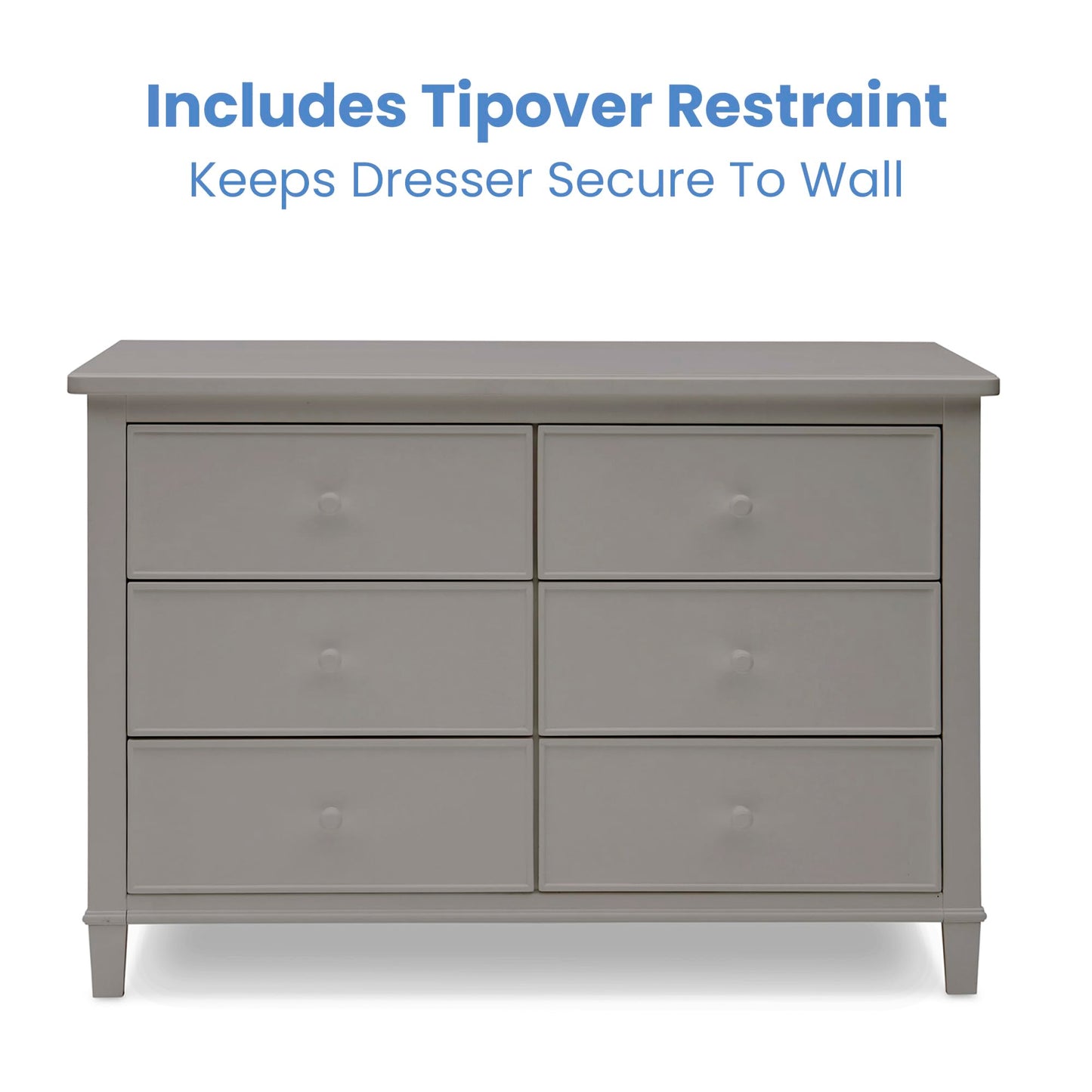 Delta Children Haven 6 Drawer Dresser with Interlocking Drawers - Greenguard Gold Certified, Grey