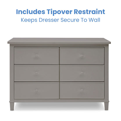 Delta Children Haven 6 Drawer Dresser with Interlocking Drawers - Greenguard Gold Certified, Grey