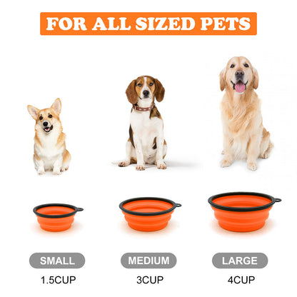 2-Pack Small Dog Travel Bowl, Collapsible Bowls for Dogs, Foldable Cat Water Bowl, Portable Pet Feeding Watering Traveling Dish (Black & Orange)
