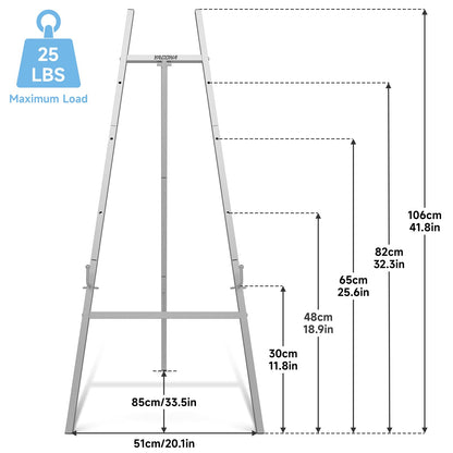 Easel Stand for Sign, Heavy Duty Metal Display Easel with Adjustable Chain, 4-Tier Height Art Easel for Painting, Wedding Sign, Posters & Commercial Display (Silver)