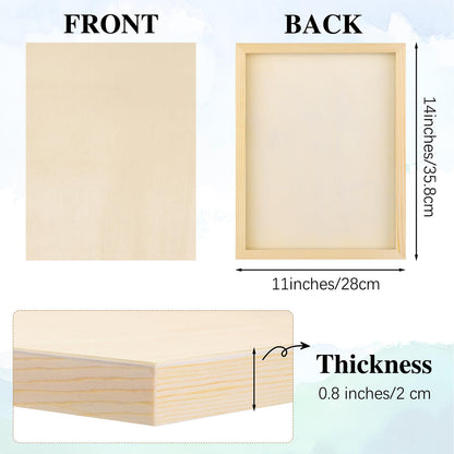 Aodaer 8 Pack Wood Panels 11 x 14 Inch Wooden Panels Canvas Unfinished Craft Wood Boards Panels for Art Crafts Acrylic and Oil Painting Pouring DIY Projects