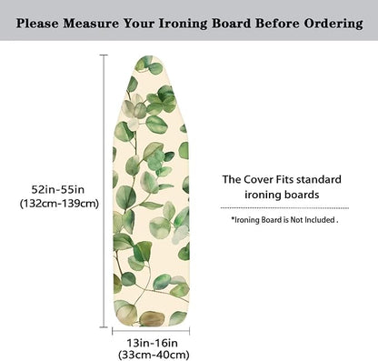 Green Leaves Easy Installation 15x54 Ironing Board Cover and Pad and Elastic