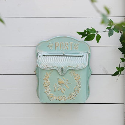 Wall Mount Mailboxes for Outside Vintage Mail Boxes for House Outside Metal Door Mailbox Drop Box Antique Style Nostalgic Charm Home Decorative, Green